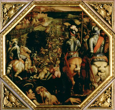 Die Schlacht von Marciano im Jahr 1553, von der Decke des Salone dei Cinquecento, 1565 von Giorgio Vasari